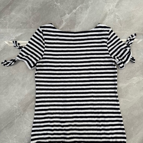 Women’s Talbots The Sleeve Knit Shift Striped Dress XS 100% Cotton Tie Sleeves - Picture 11 of 16